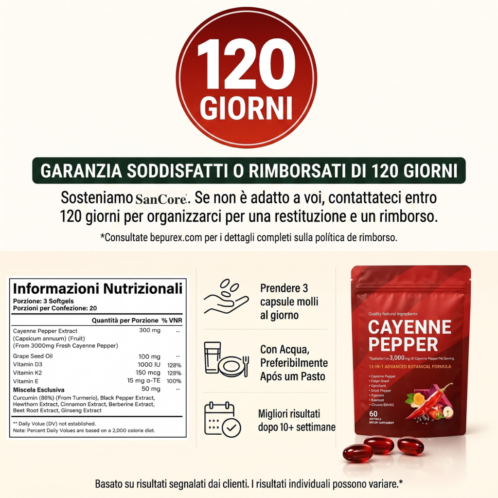 Capsule di gelatina al pepe di cayenna SanCore